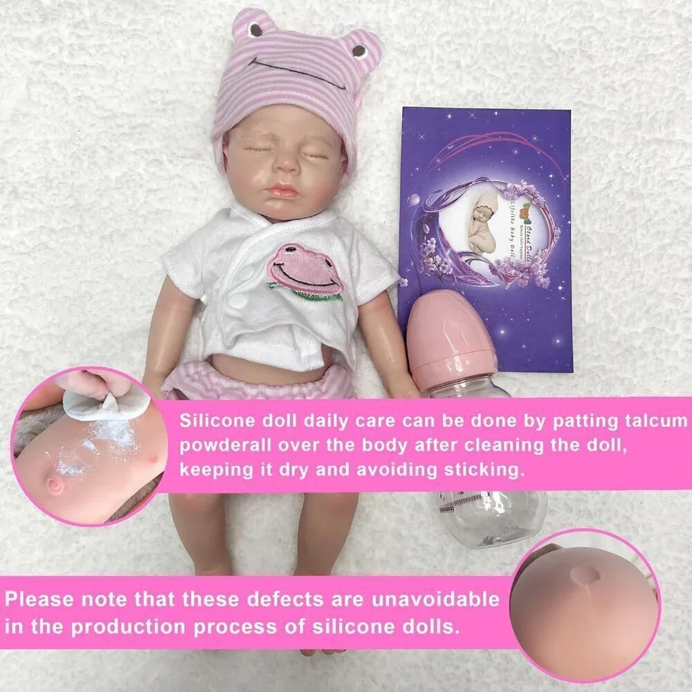 🆕33cm Reborn Baby Girl Sleeping closed mouth  Full Body Silicone Reborn Dolls